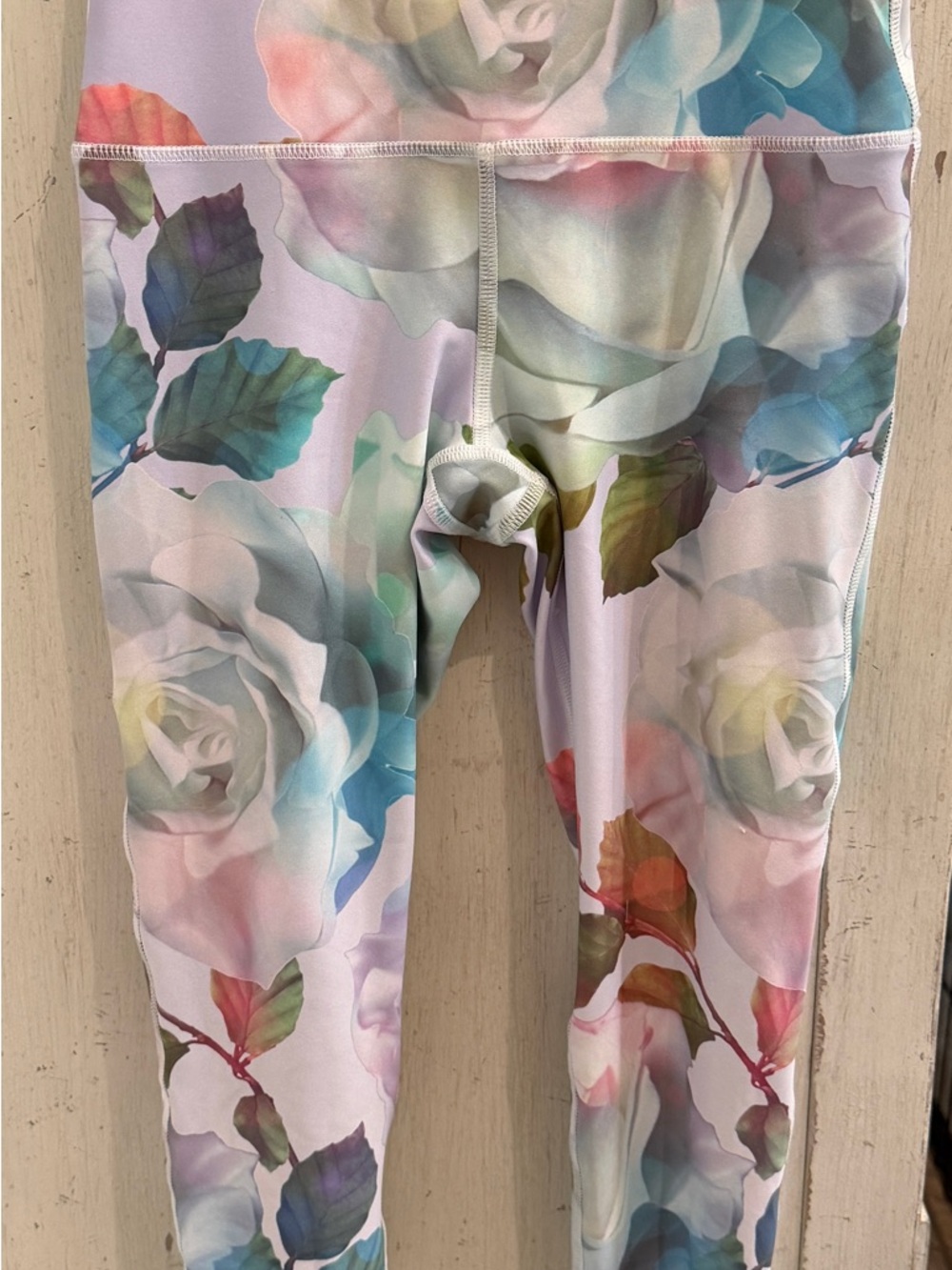 Anjali Floral Pastel Rose Print Leggings (capris)